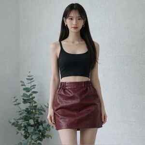 Dynamite Red Mini Bubble Skirt with Ruched Style for Cocktail